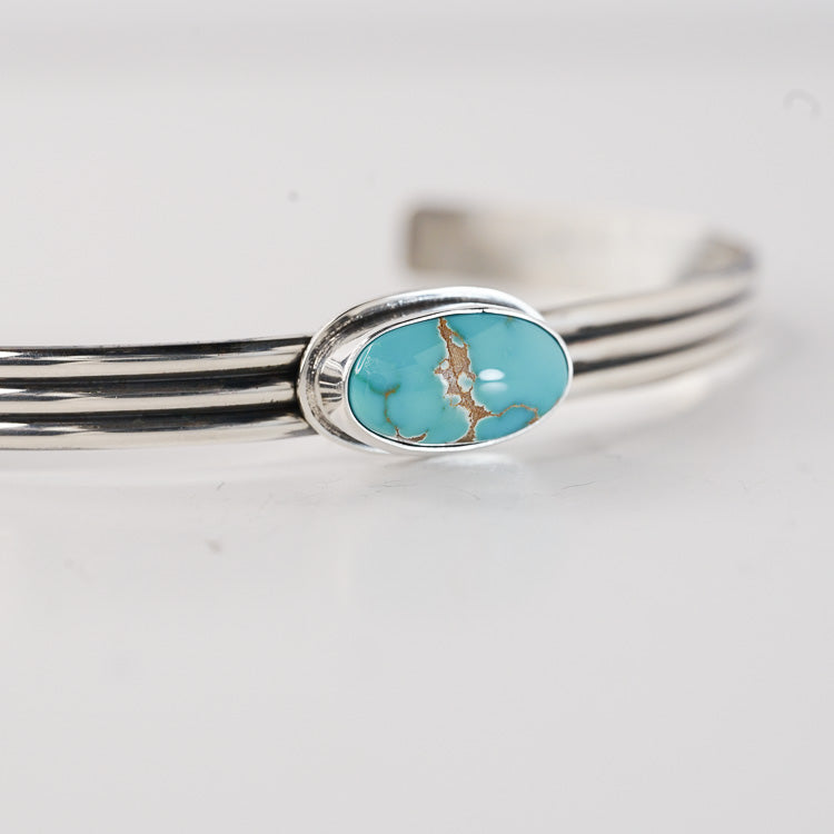 Pilot Mountain Turquoise on Triple Silver Cuff
