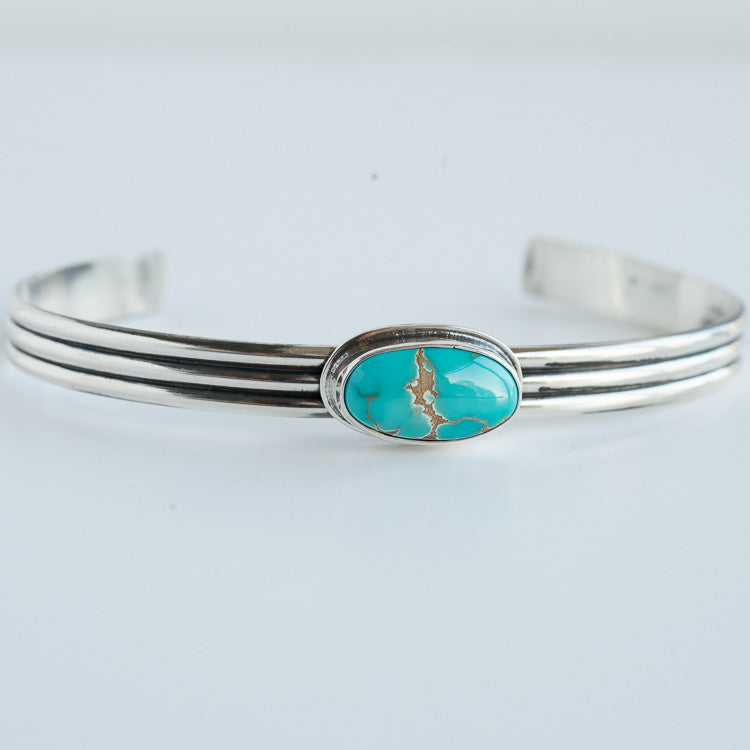 Pilot Mountain Turquoise on Triple Silver Cuff