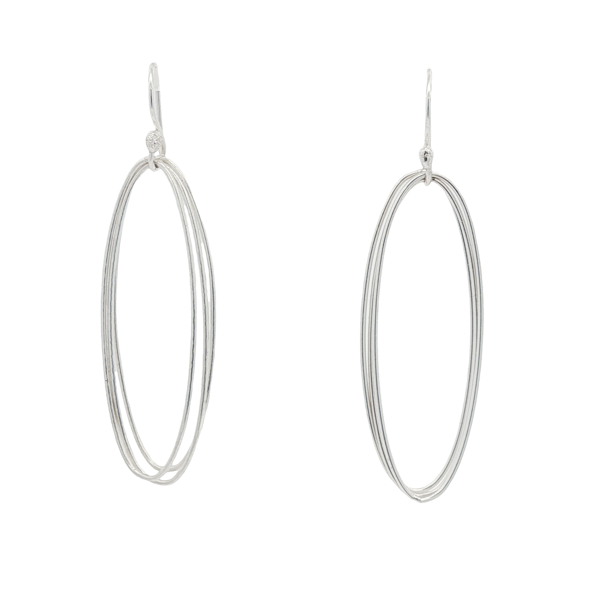 Elegant Silver Oval Dangle Earrings