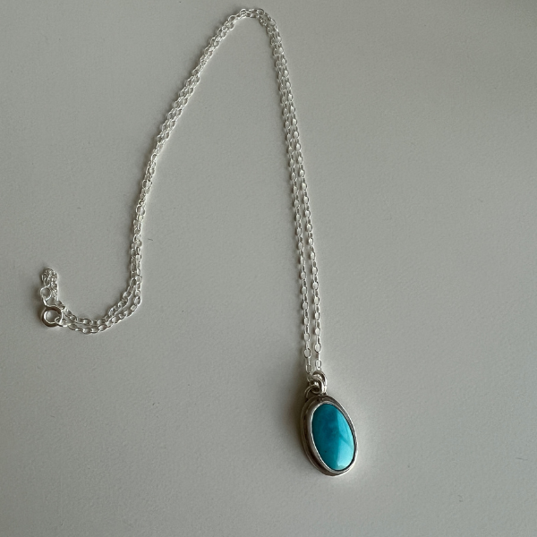 Bespoke Sleeping Beauty Turquoise and Silver Pendant - Final Payment- for Rachel