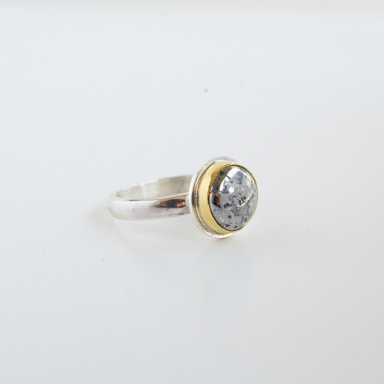Native Silver  Ring set in 22k gold on a silver band