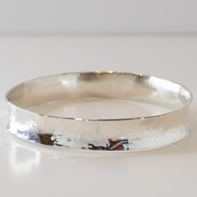 Wide Sterling silver Hammered Concave Bangle