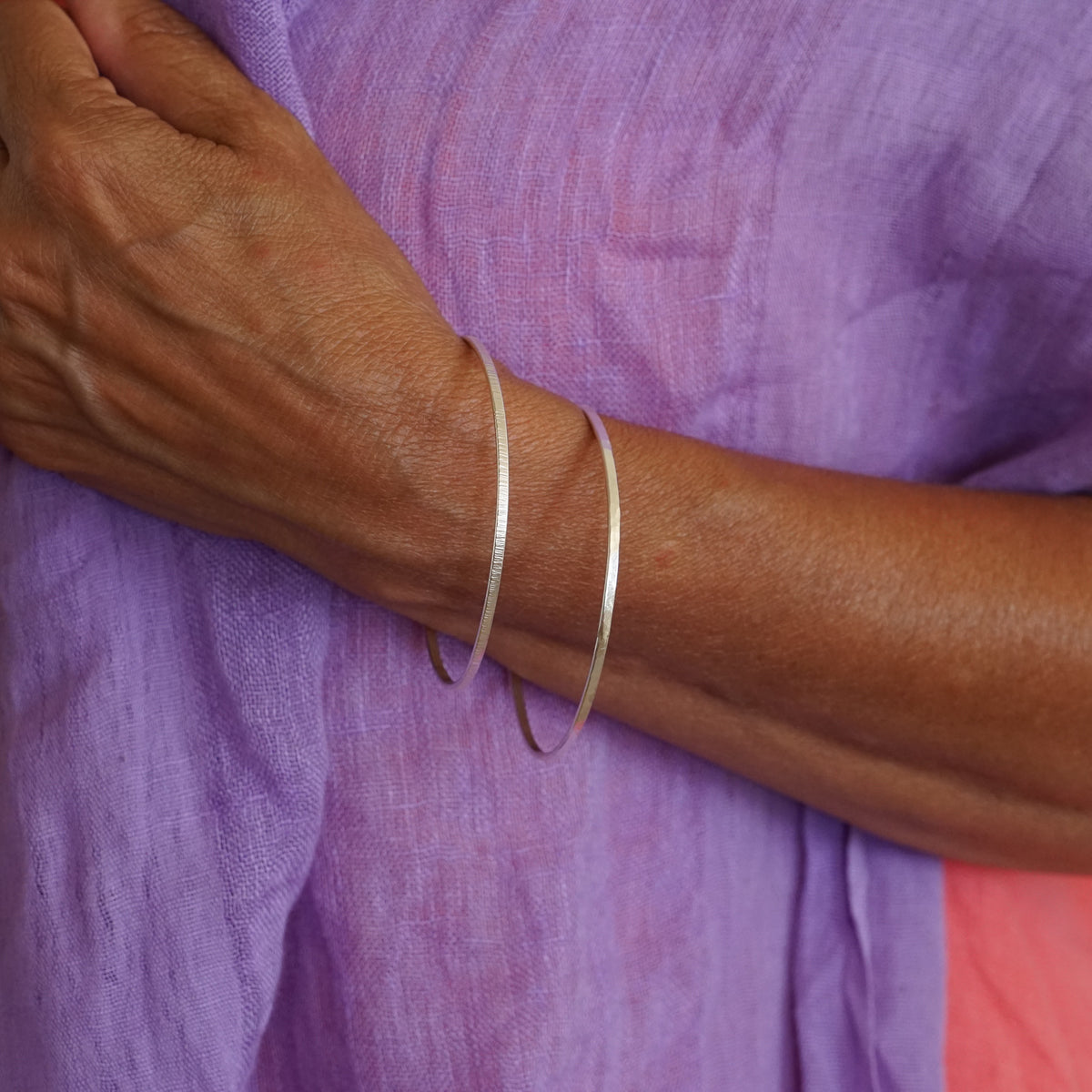 Straight Line Textured Micro Bangles