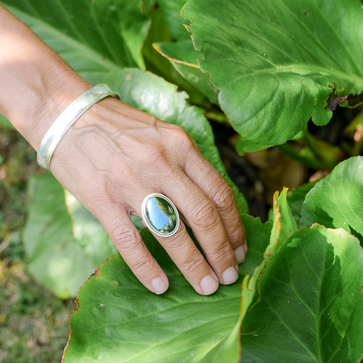 Grey Mirror like ‘Hematyne’ Ring in Sterling Silver