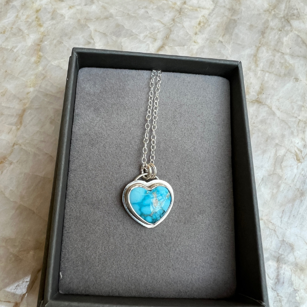 Bespoke Natural Kingman Turquoise Heart Pendant -  for Chen   - Final Payment