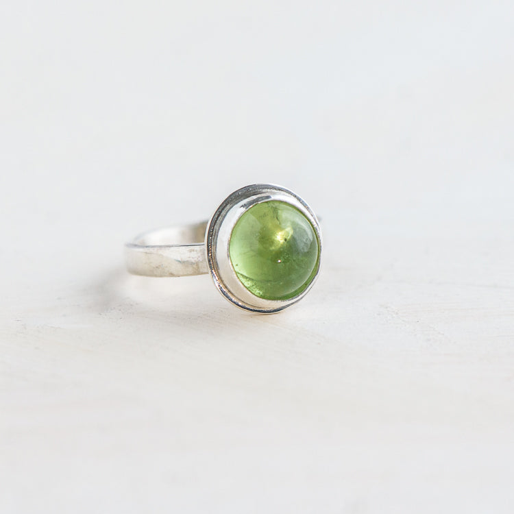 Peridot Ring on Sterling Silver Band