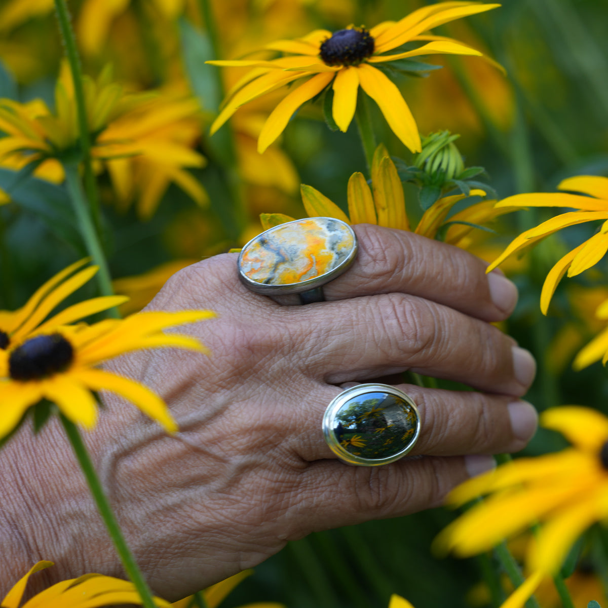 Bumble Bee Jasper Large Oval & Silver Ring