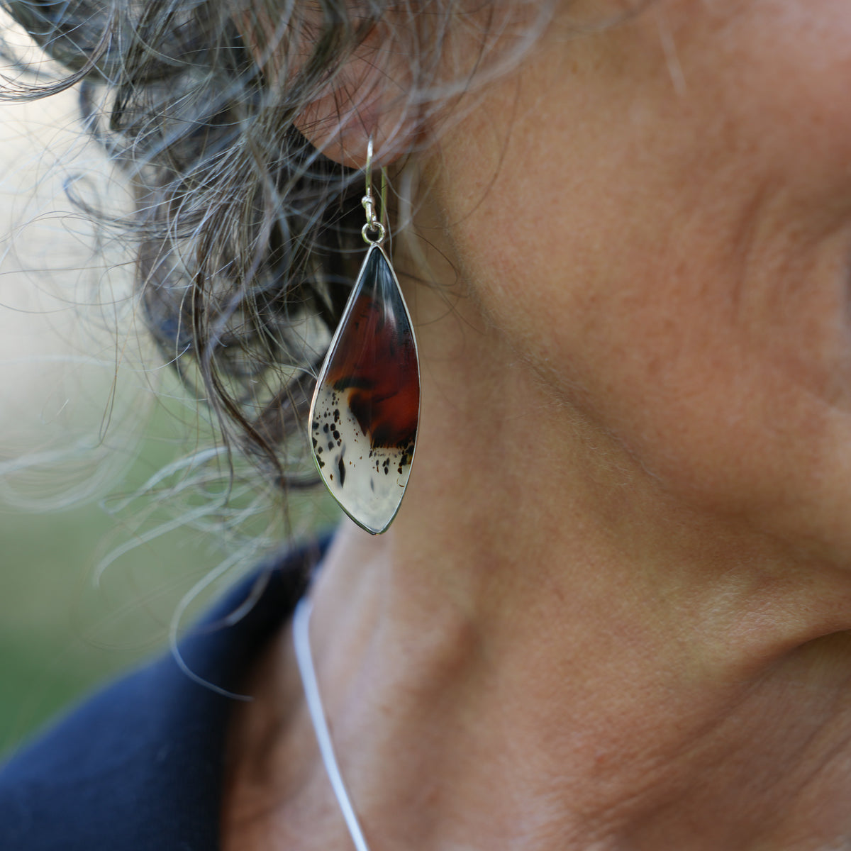 Montana Agate Freeform Large Dangly Earrings