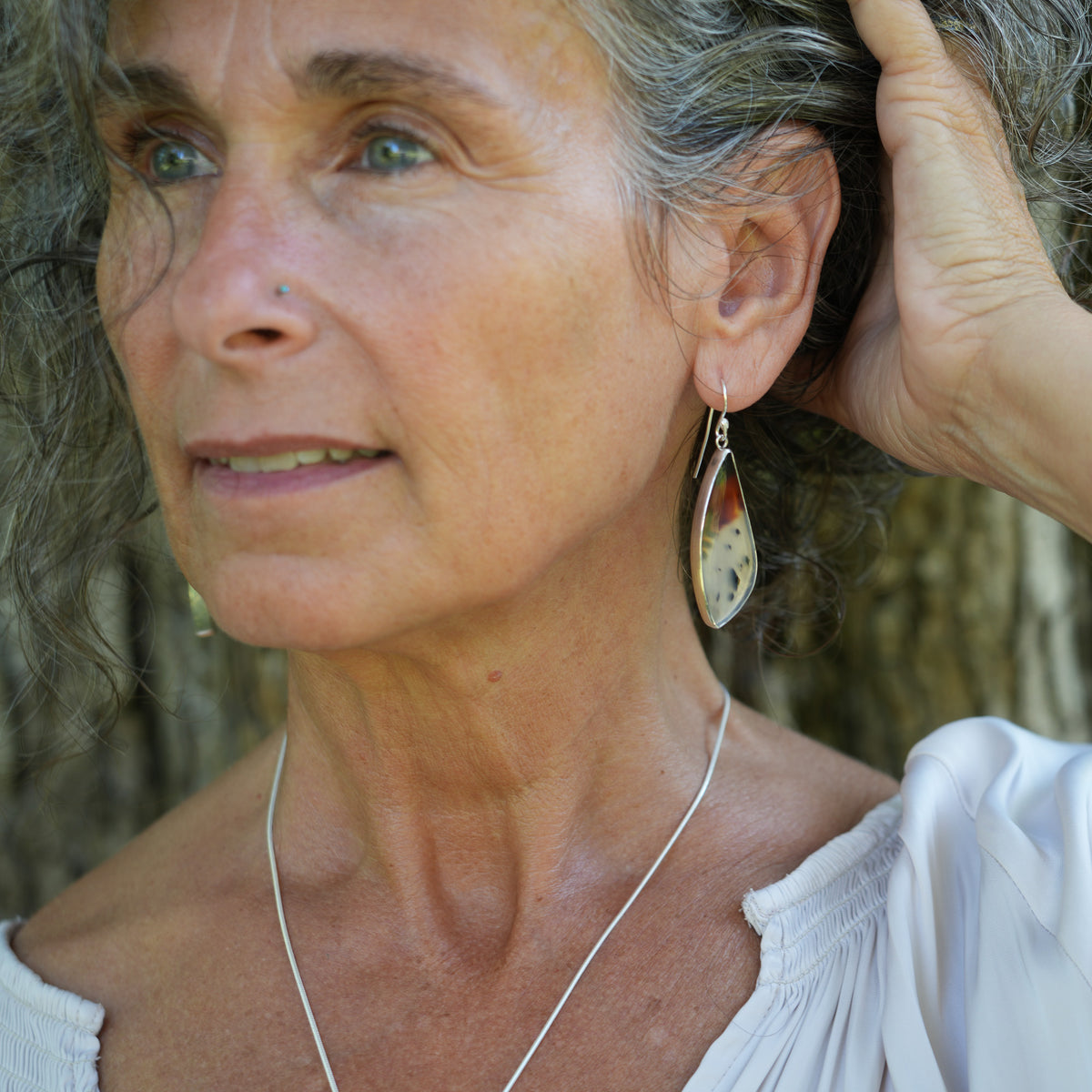 Montana Agate Freeform Large Dangly Earrings