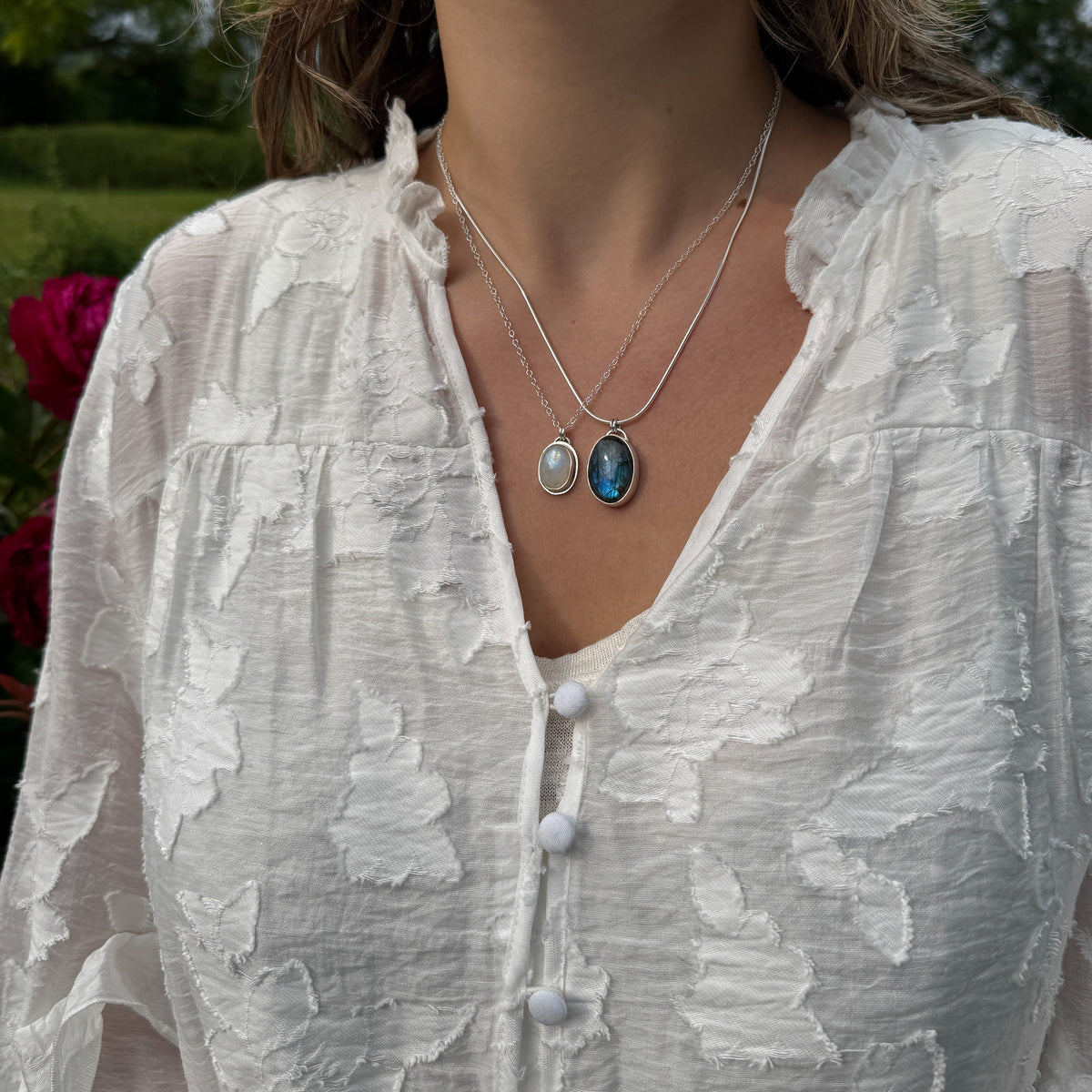 Blue Flash Labradorite Pendant on 18” silver chain