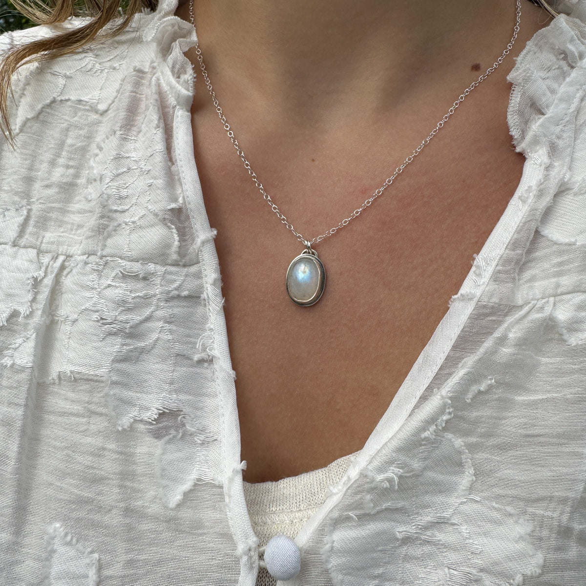Moonstone and Silver Pendant