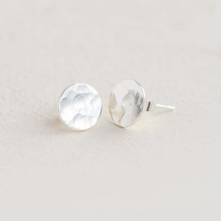Handmade Hammered sterling silver stud earrings. 