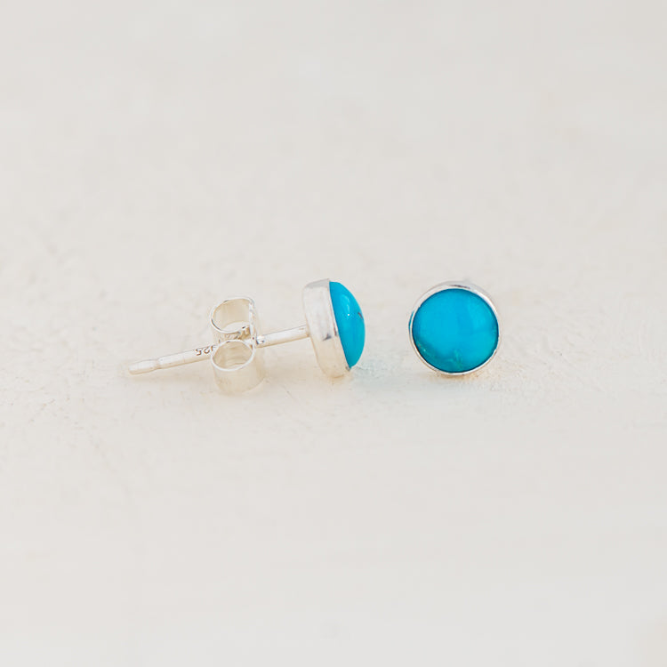 Turquoise and Silver 5mm Earrings. Handmade in the UK by Laura De Zordo Jewellery