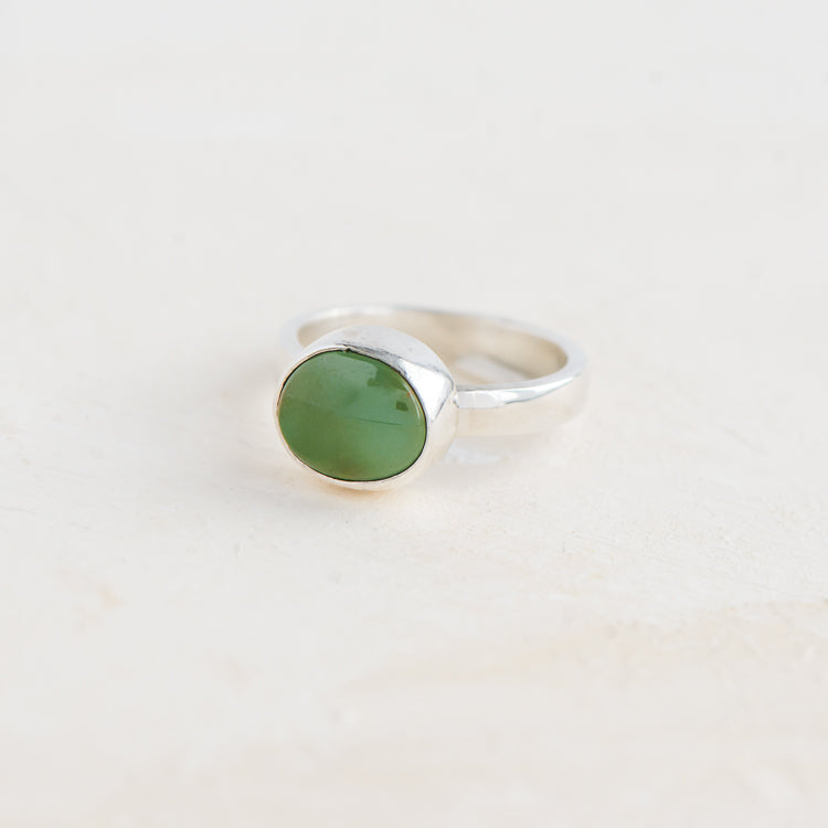 Olive Green Royston Silver Stacking Ring