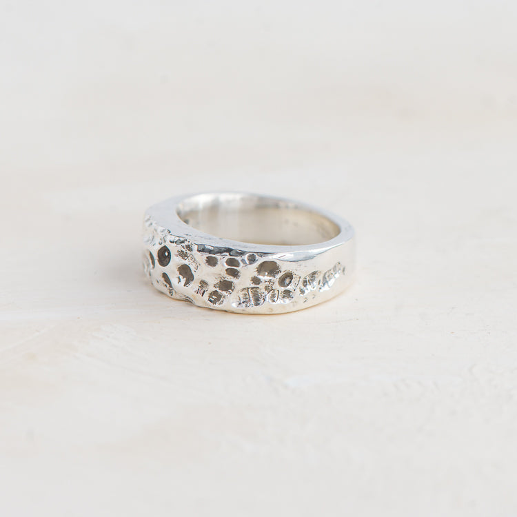 Sterling Silver Heavy Gravel Ring with Jubilee Hallmark