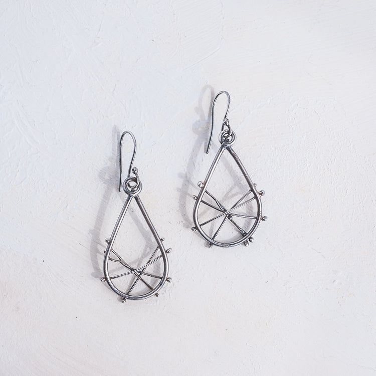 Organic Criss Cross Silver Hoop Earrings