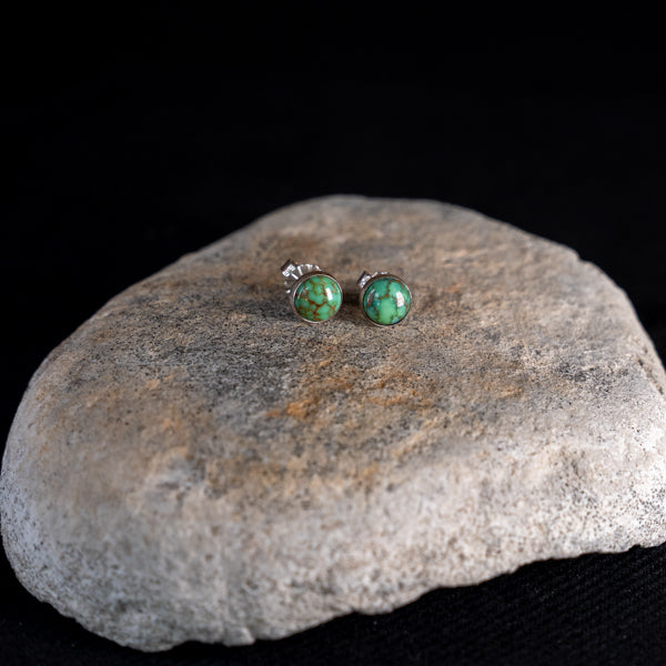 Carico Lake Green Turquoise &amp; Silver Stud Earrings.  Handmade in the UK by Laura De Zordo Jewellery