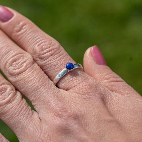 Silver ring lapis lazuli sales