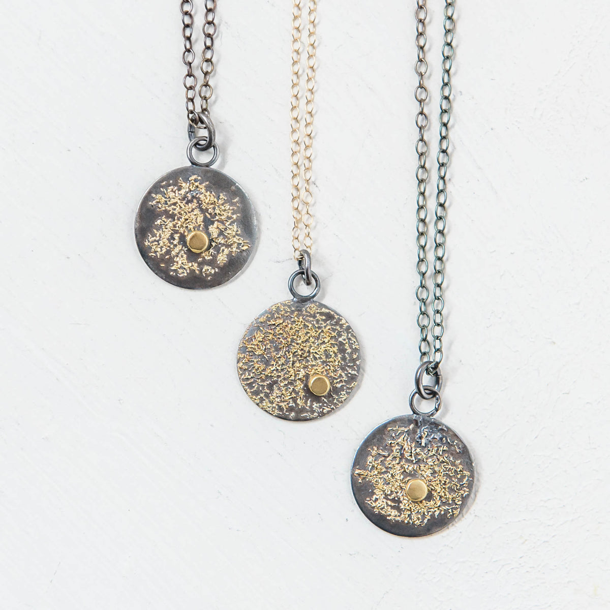 22k Gold Spot and Gold Dust &amp; Oxidized Silver Pendant