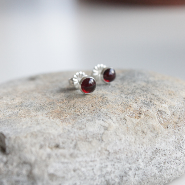 Red Garnet Silver Stud Earrings 5mm
