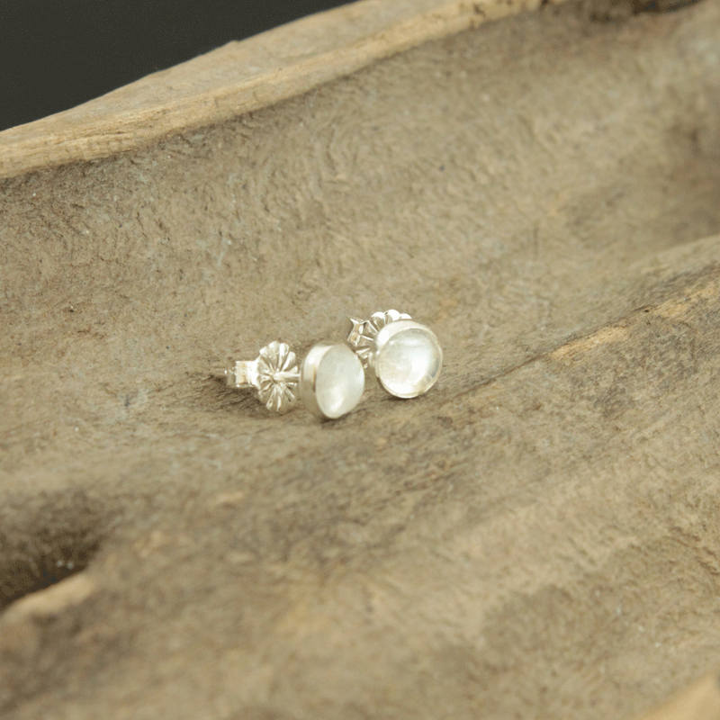 moonstone and sterling silver stud earring 5mm by laura dezordo jewellery
