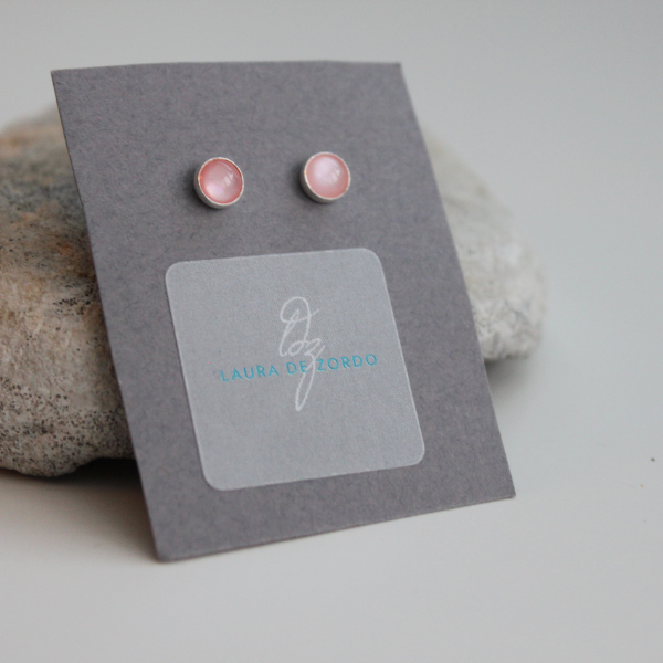 Pink Mussel 5mm stud earrings.  Handmade in the UK 